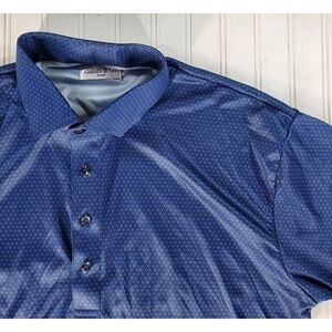 Collars and Co Dress Collar Polo Navy Geometric Design Size M Medium  NWOT